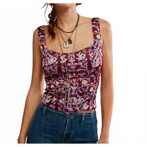 NEW FREE PEOPLE grace corset top in cabernet combo
